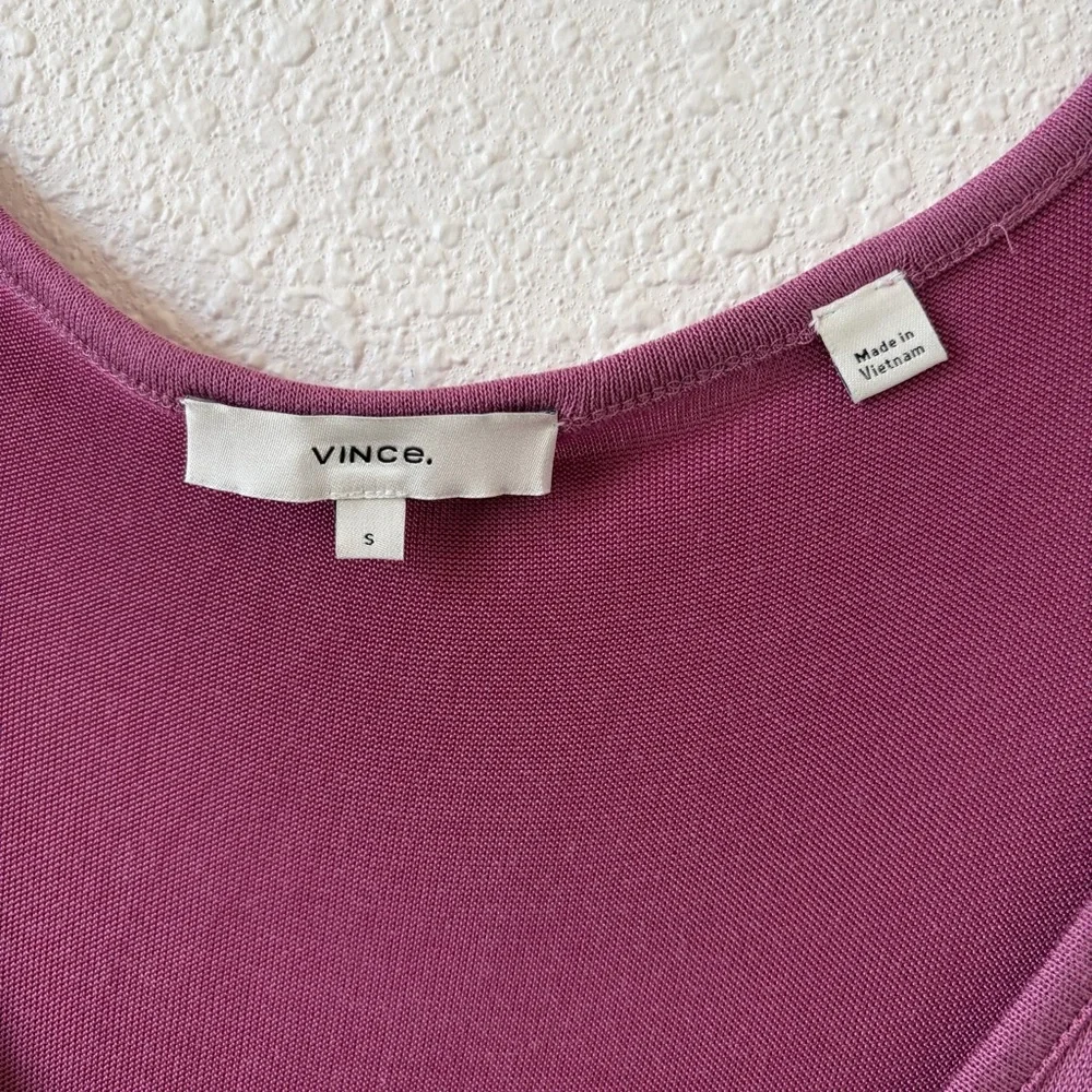 Vince Rayon Knit Long Sleeve Scoop Neck Top Pink Purple Size Small